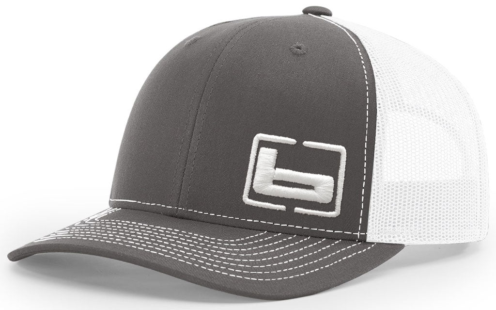 Banded Trucker Charcoal/white Side Logo Cap