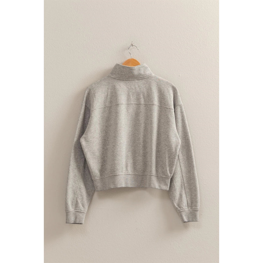 Pullover Half Zip Up Terry Sweatshirt