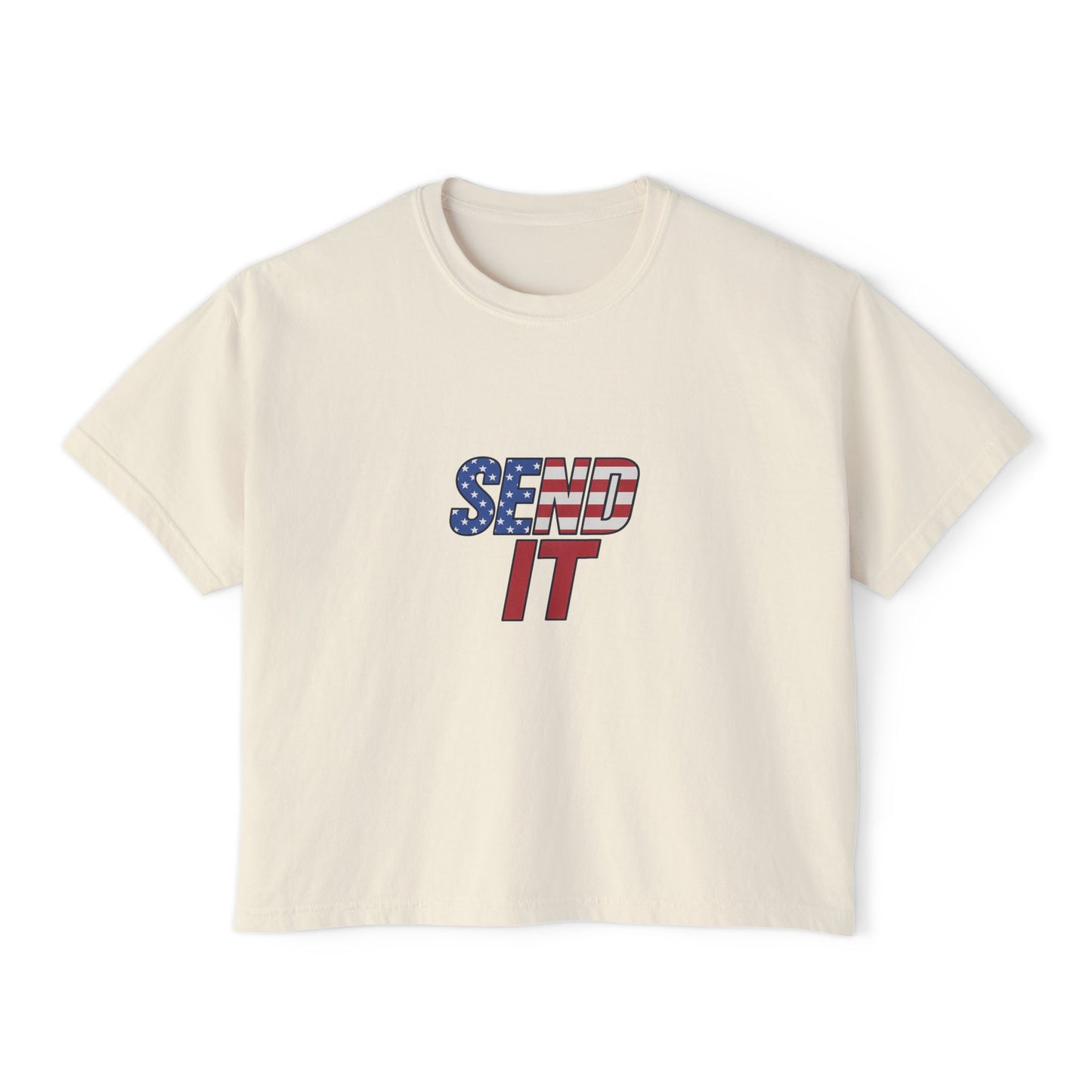 Patriotic Women's Boxy Tee, Casual Graphic T-Shirt, Comfortable Summer Top