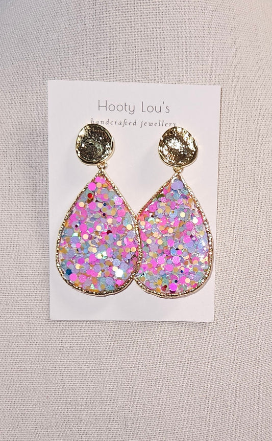 Multi Glitter Teardrop Earrings