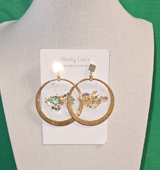 Gold Plated Glitter Circle Earrings