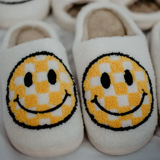 Yellow Checkered Face Slippers