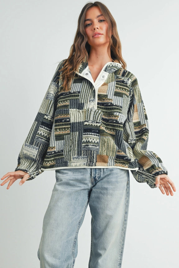 Patchwork Print Multicolor Sweatshirt