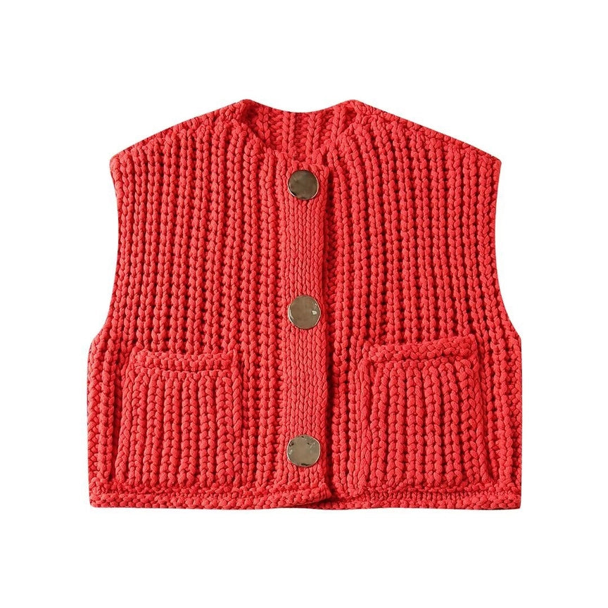 Knit Cardigan Gilet with Pocket