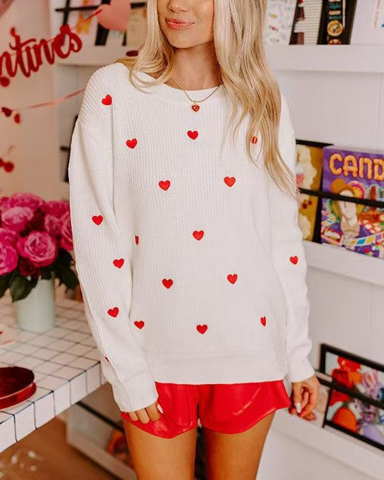 Love Pattern Long Sleeve Sweater