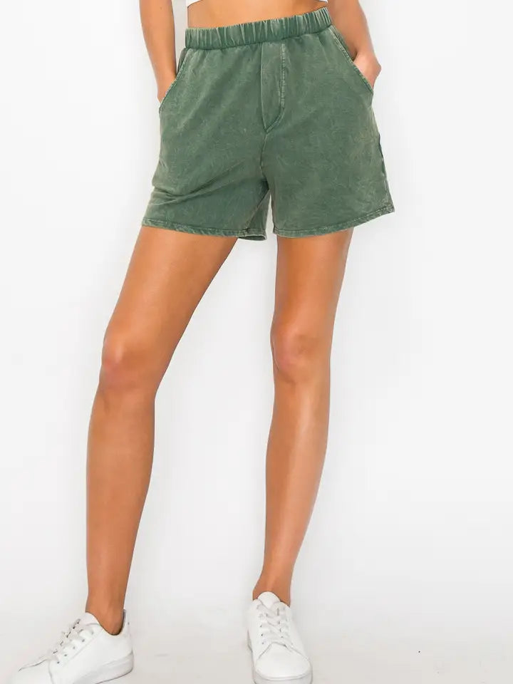 Mineral Washed Casual Shorts