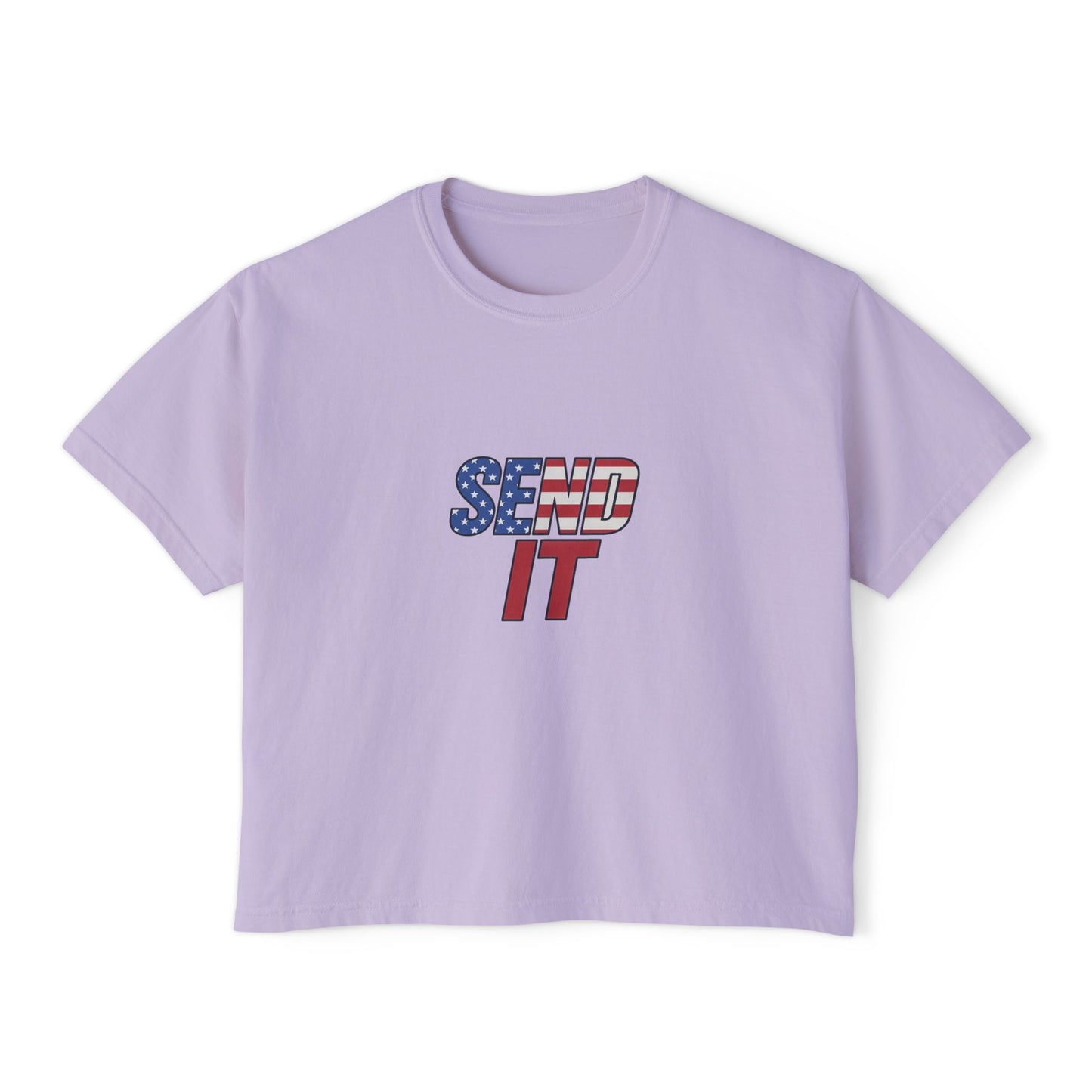 Patriotic Women's Boxy Tee, Casual Graphic T-Shirt, Comfortable Summer Top