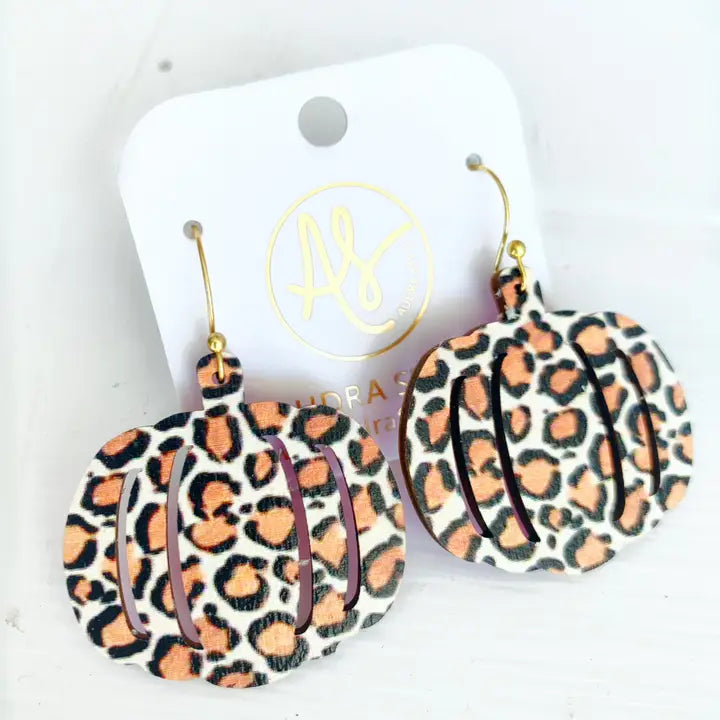 Fall Halloween Statement Earring Leopard Pumpkin Single Hook Earrings