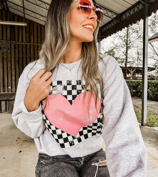 Checkered Hearts Sweatshirt