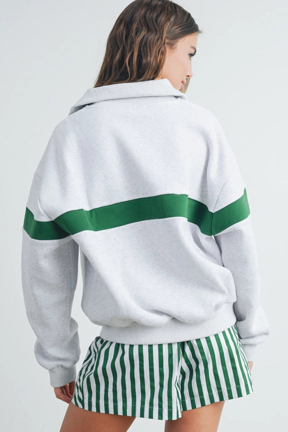 Emerald Stripes Half Zip