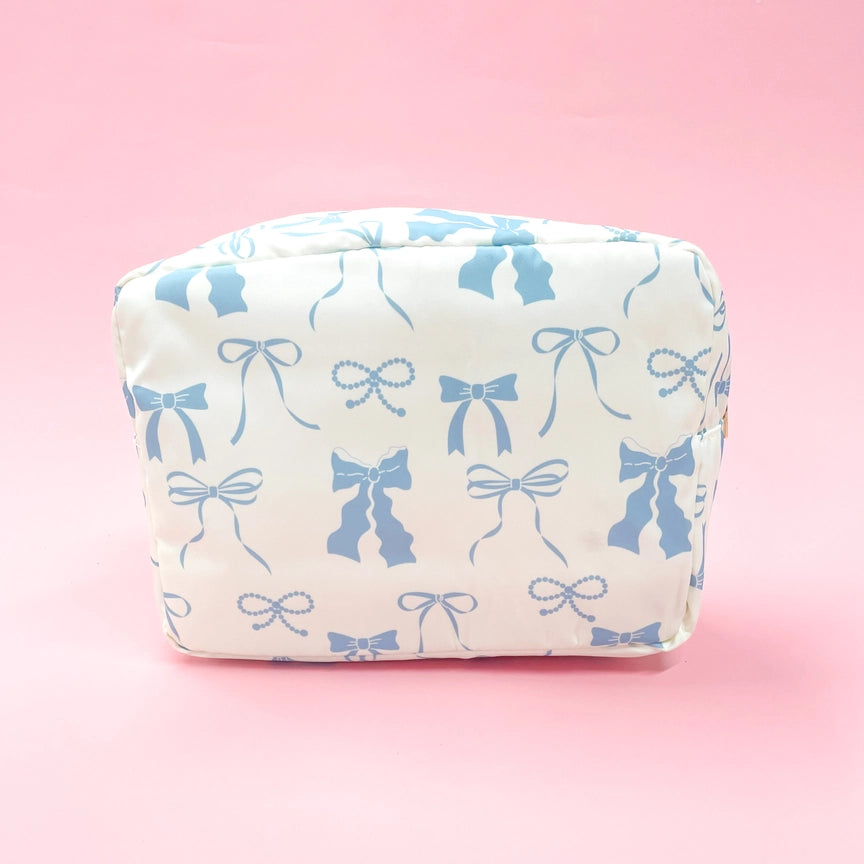 Bows Nylon Cosmetic Zipper Bag