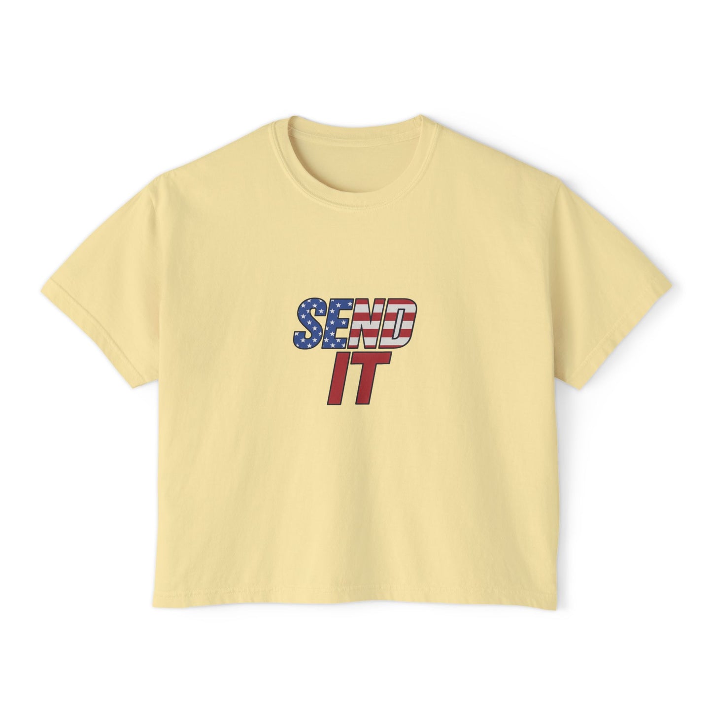 Patriotic Women's Boxy Tee, Casual Graphic T-Shirt, Comfortable Summer Top