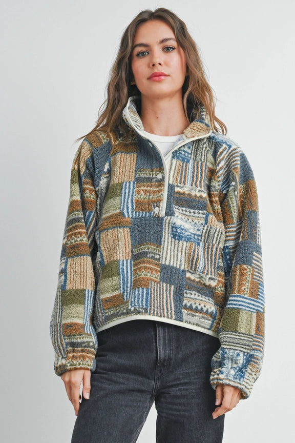 Patchwork Print Multicolor Sweatshirt