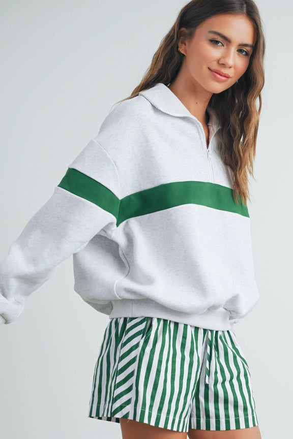 Emerald Stripes Half Zip