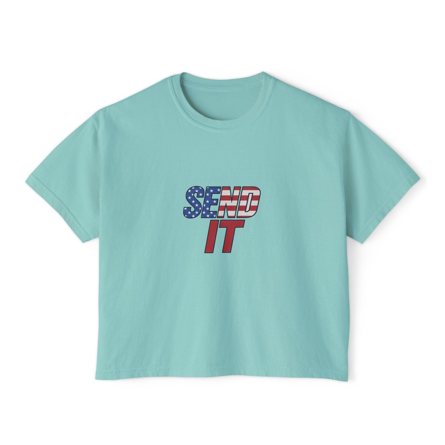Patriotic Women's Boxy Tee, Casual Graphic T-Shirt, Comfortable Summer Top
