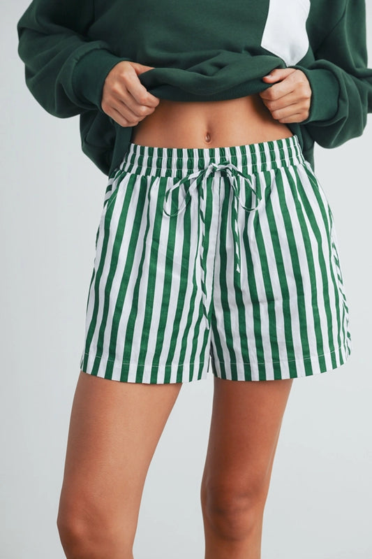 Emerald Stripes Drawstring Pocket Boxer Shorts