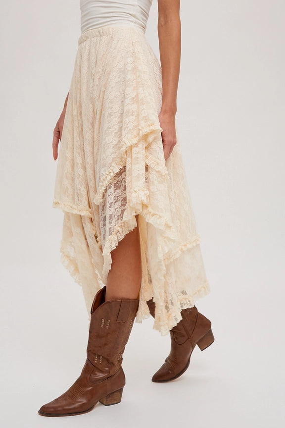 The Prairie Belle Lace Tier Midi Skirt