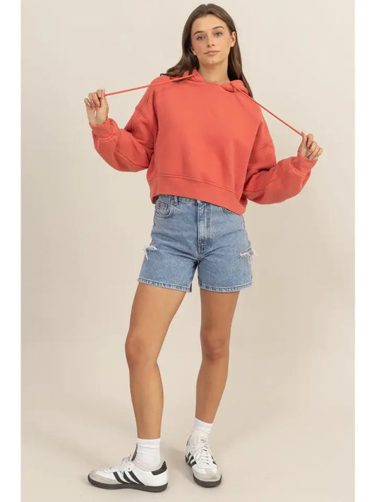 Mineral Wash Cropped Hoodie