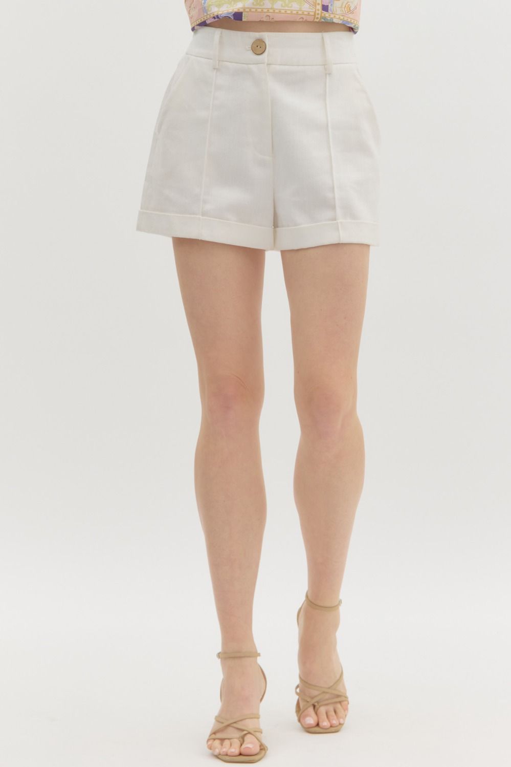 Entro off white pintuck shorts