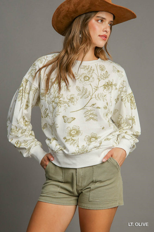 Floral Print Terry Top