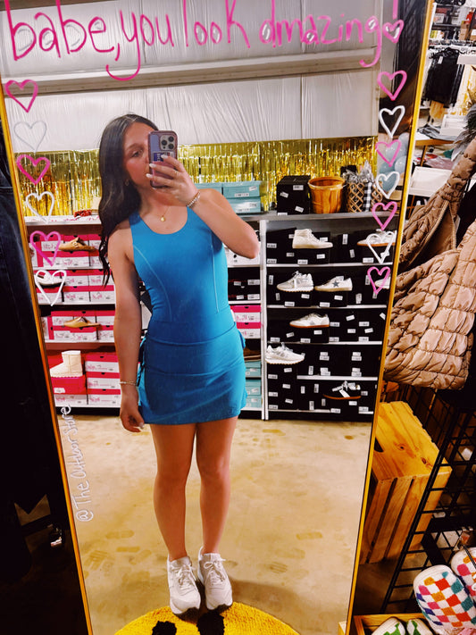 Mono B Blue ruffle Active Dress