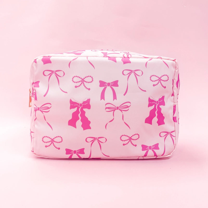 Bows Nylon Cosmetic Zipper Bag