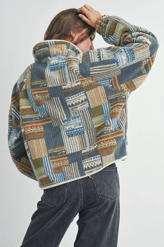 Patchwork Print Multicolor Sweatshirt