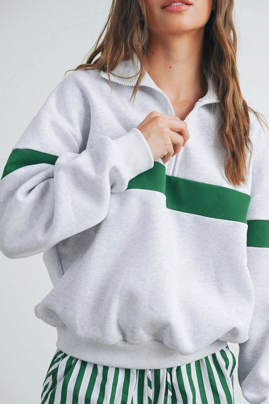 Emerald Stripes Half Zip