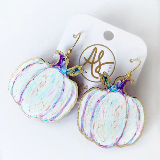 Fall Halloween Statement Earring White Pumpkin Dangle