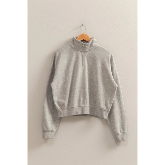 Pullover Half Zip Up Terry Sweatshirt