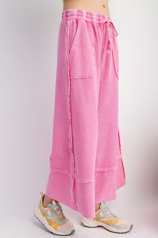 Washed Terry Knit Palazzo Pants