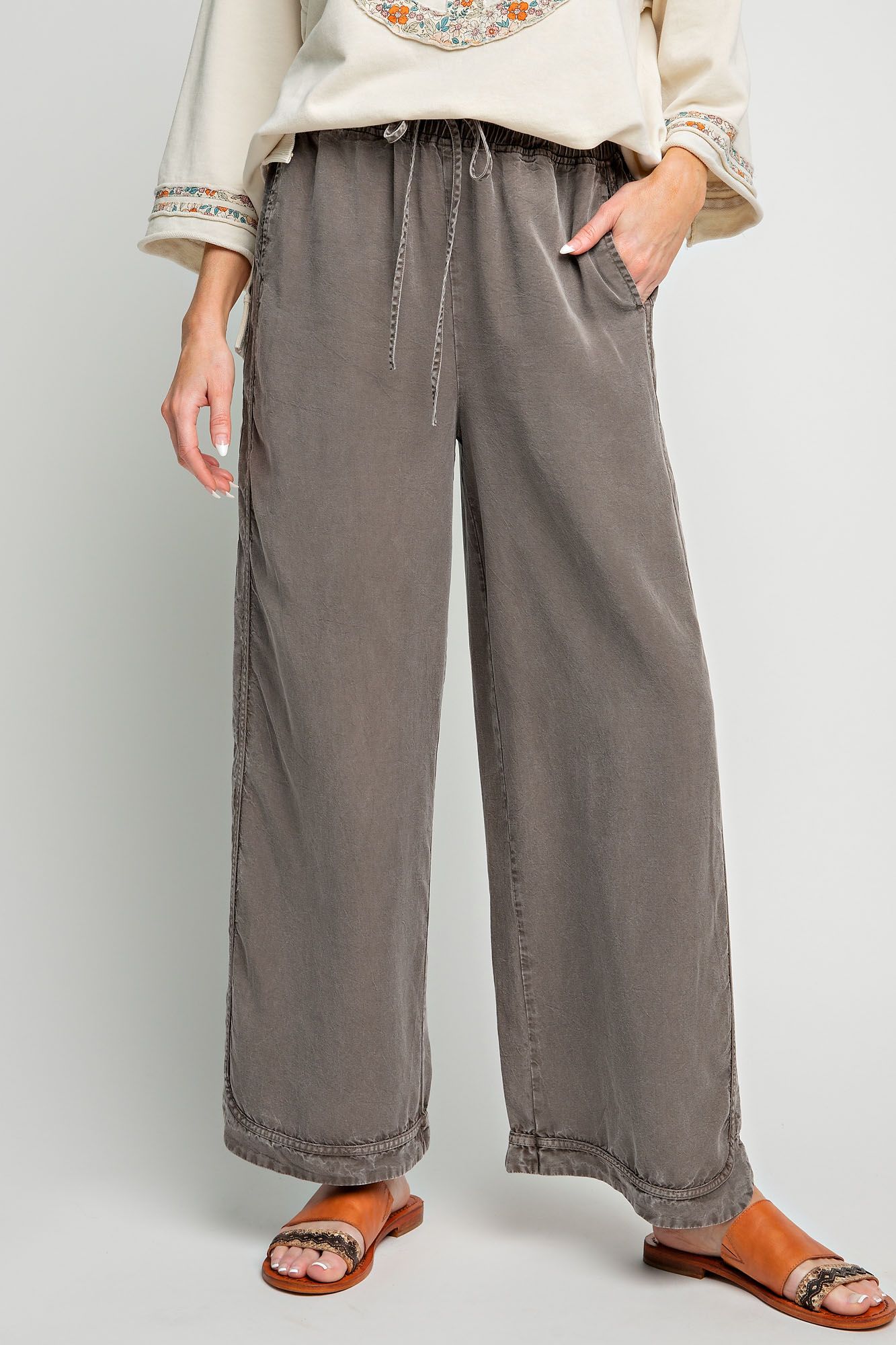 Wide Leg Twill Pants