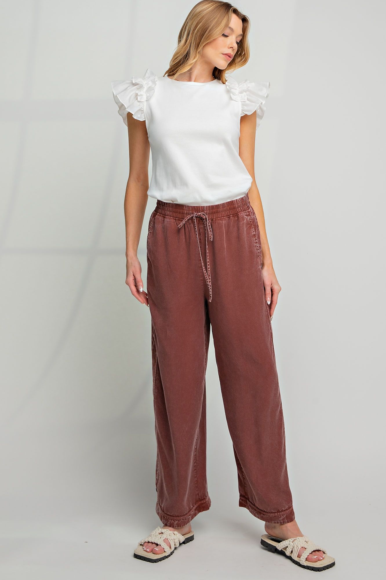 Wide Leg Twill Pants