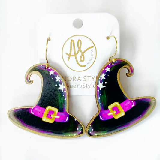 Fall Halloween Statement Earring Witch Hat Earrings