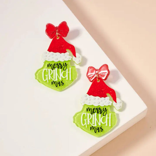 Christmas Grinch Dangling Earrings