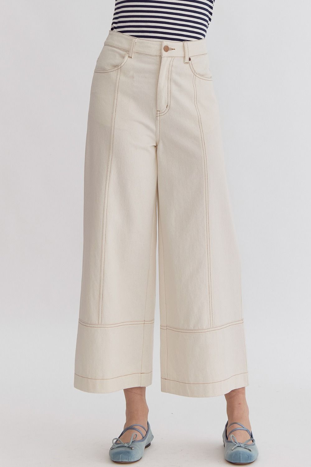 Casual Khaki style Wide Leg Pants