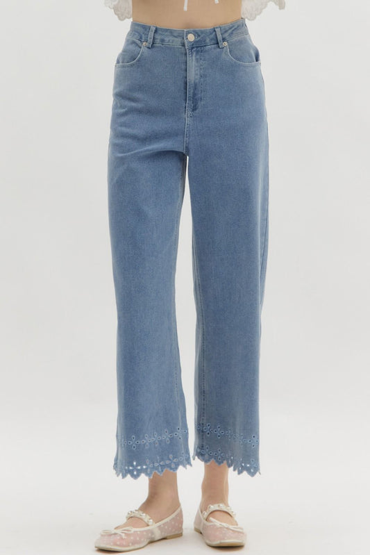 Entro Embroidered Denim Pant