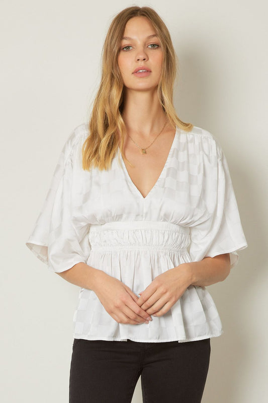 Satin Checkered Blouse