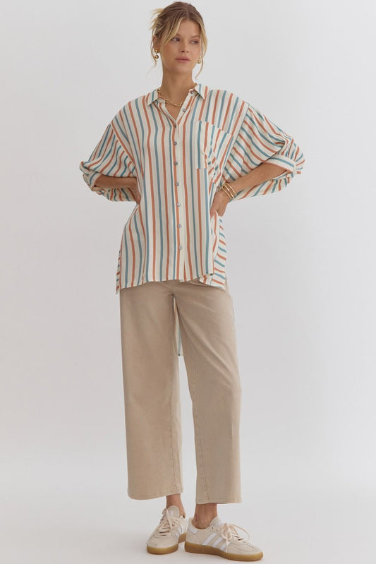 Color Contrast Striped Top