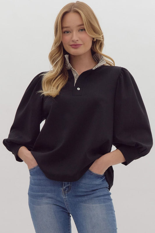 Ruffled Contrast Sweater