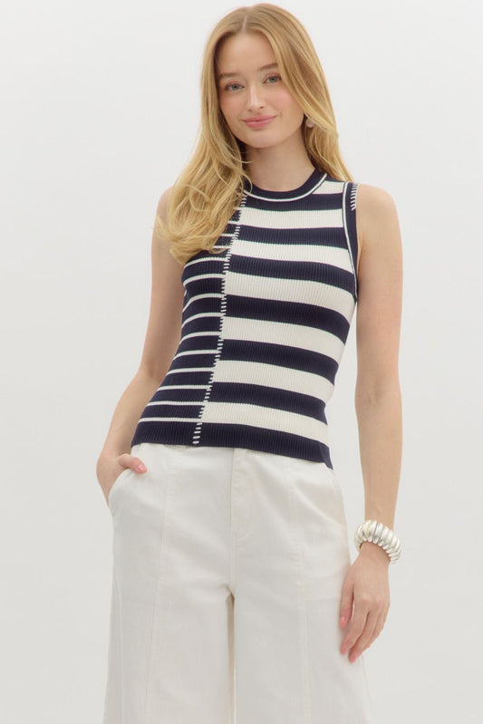 Navy Sweater knit Top