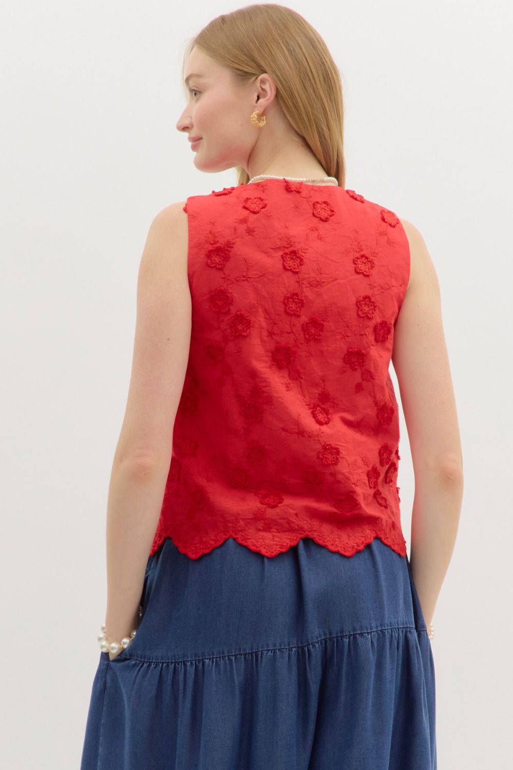 Floral Embroidered Vest Top