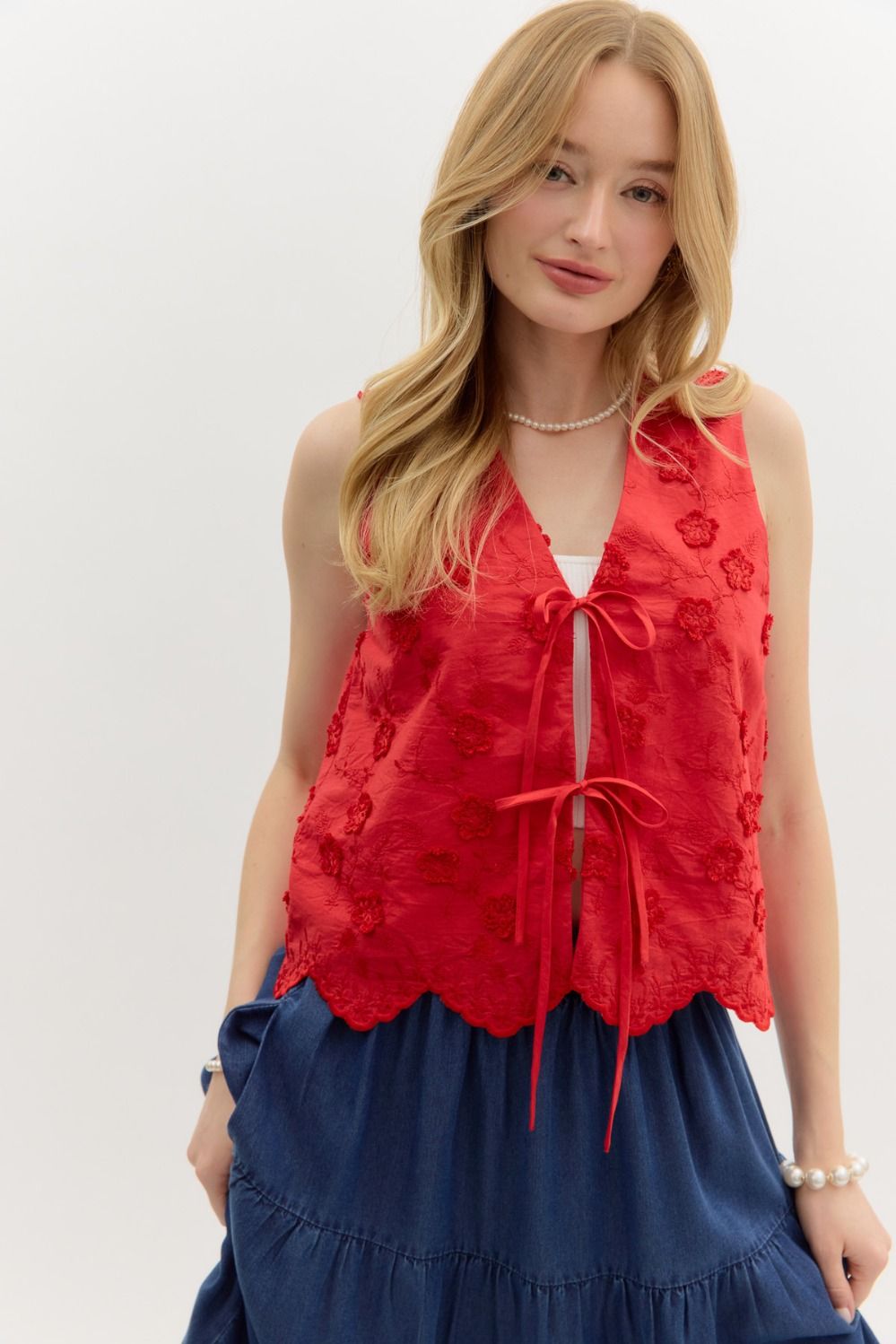 Floral Embroidered Vest Top