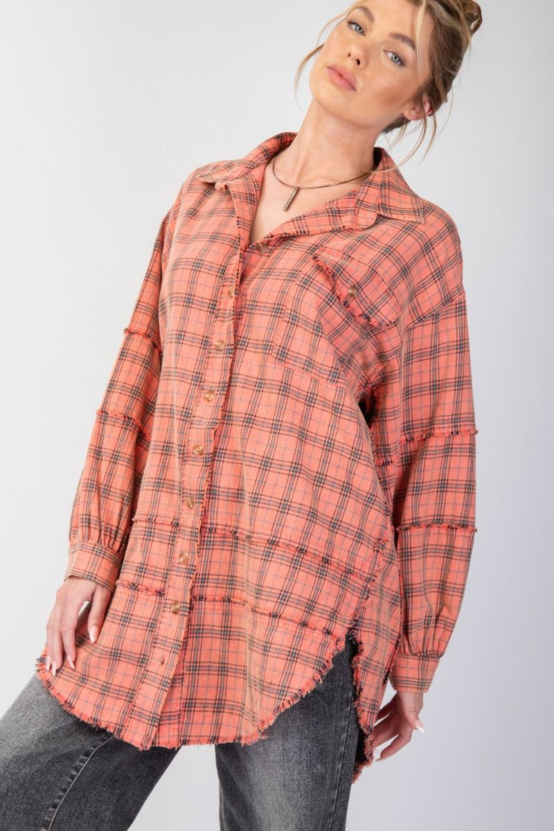 MINERAL WASHED PLAID SHIRT