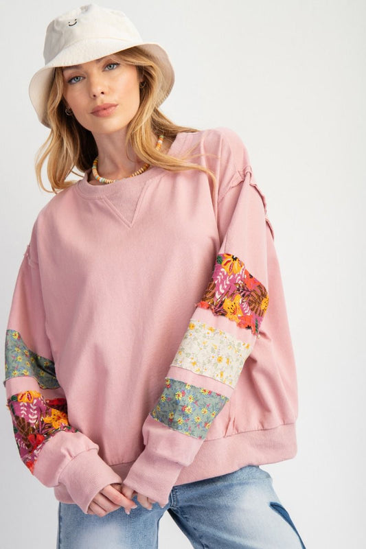 PATCH WORK SLEEVE CREWNECK