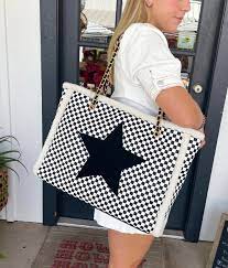 Checkered Star Large Tote Bag - Victoria