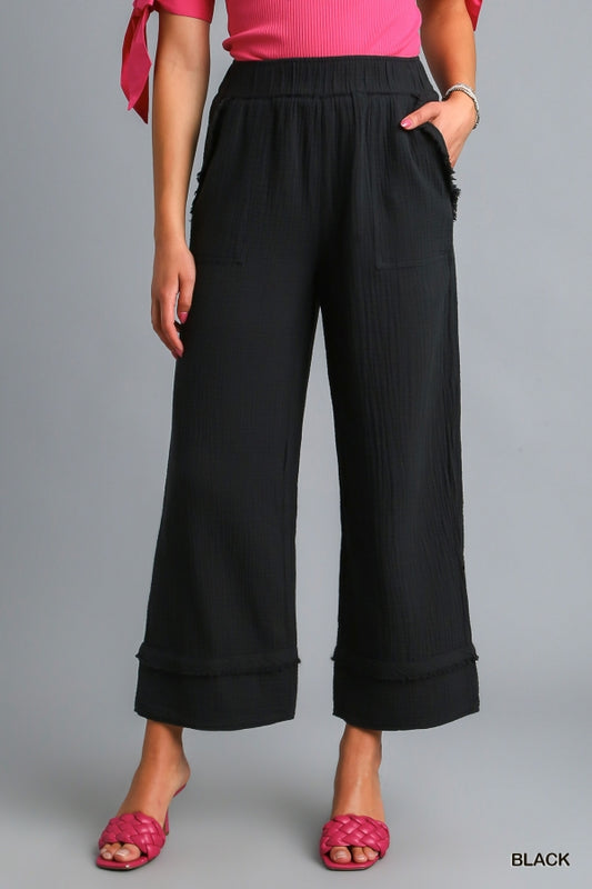 Linen Cropped Wide Leg