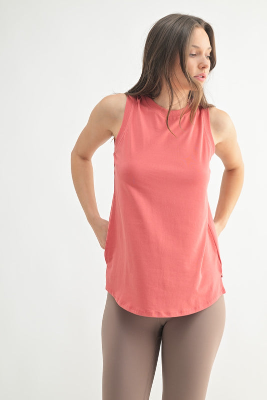 Mono B Notched Sleeveless Flowy Tank Top