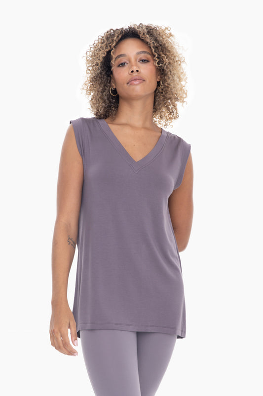 Mono B Oversized V-Neck Tunic Tee