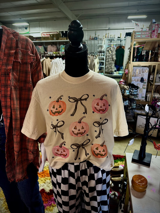 Pink Pumpkins and Bow Tee